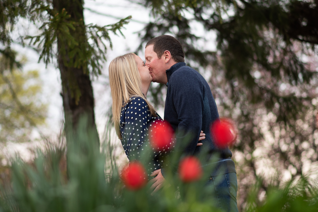 engagement session with tulips in photo